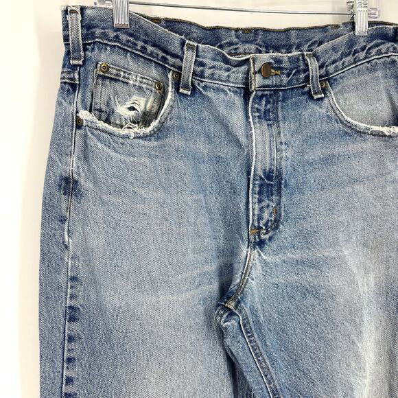 Carhartt Relaxed Fit Jeans Blue Men’s Size 35x28 Distressed - Picture 9 of 13